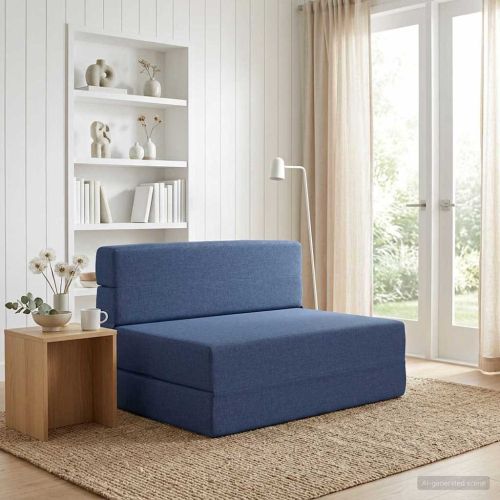 Сгъваем диван легло Синьо 70 x 80 x 60 см Текстил