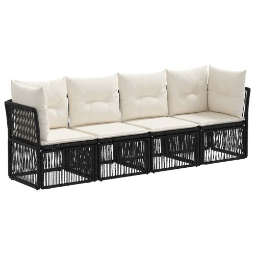 Градински Софа Комплект 4 pcs Черно полиратан