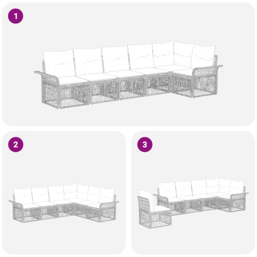 Градински Софа Комплект 6 pcs Черно полиратан