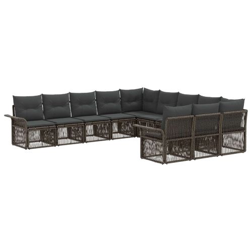 Градински Софа Комплект 11 pcs Сиво полиратан