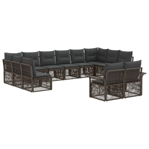 Градински Софа Комплект 12 pcs Сиво полиратан