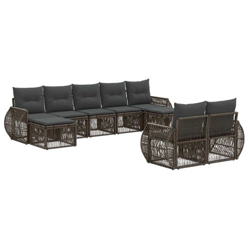 Градински Софа Комплект 9 pcs Сив и тъмен сив полиратан