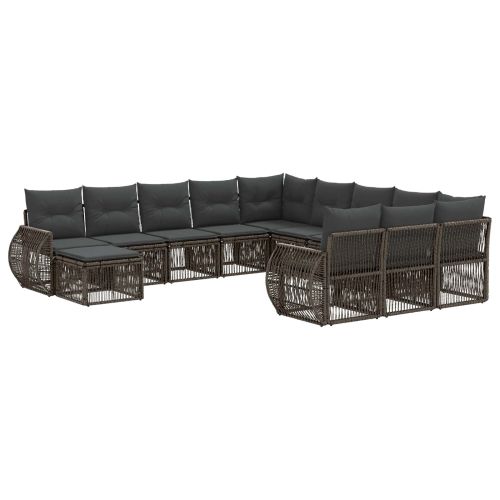 Градински Софа Комплект 12 pcs Сиво полиратан