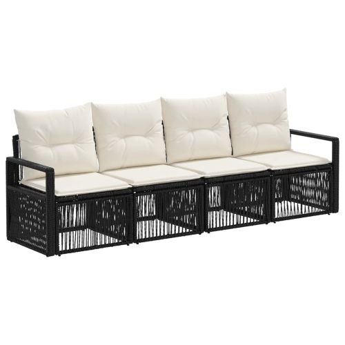 Градински Софа Комплект 4 pcs Черно полиратан