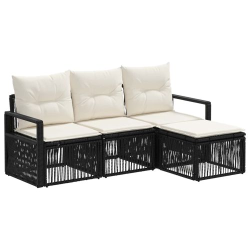 Градински Софа Комплект 4 pcs Черно полиратан