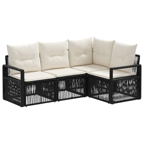 Градински Софа Комплект 4 pcs Черно полиратан