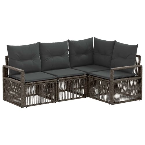 Градински Софа Комплект 4 pcs Сиво полиратан