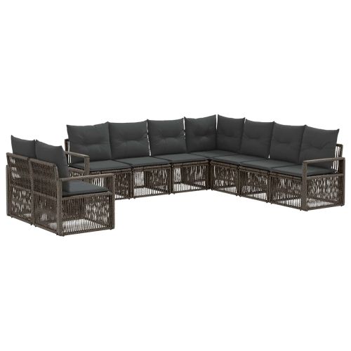 Градински Софа Комплект 9 pcs Сиво полиратан