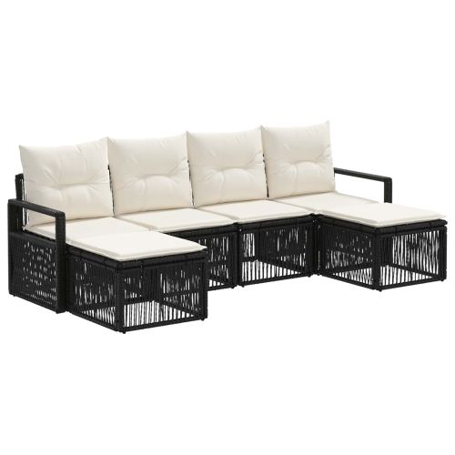 Градински Софа Комплект 6 pcs Черно полиратан