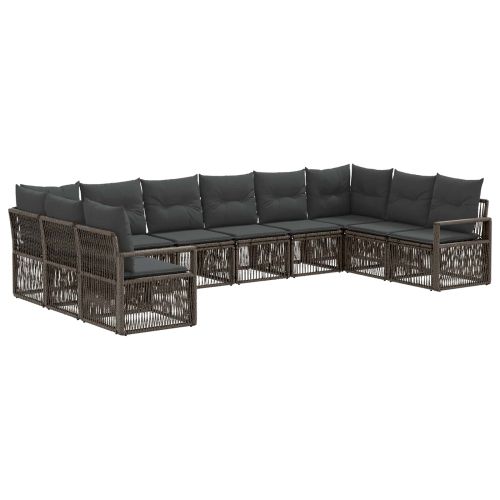 Градински Софа Комплект 10 pcs Сиво полиратан