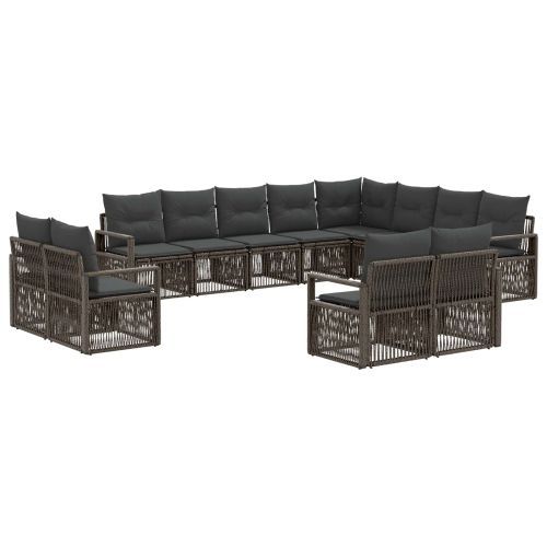 Градински Софа Комплект 12 pcs Сиво полиратан