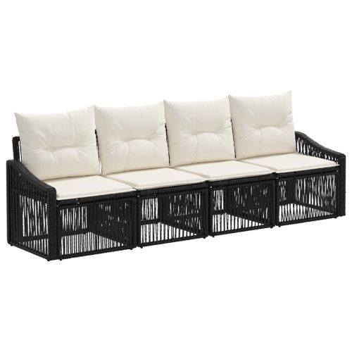 Градински Софа Комплект 4 pcs Черно полиратан