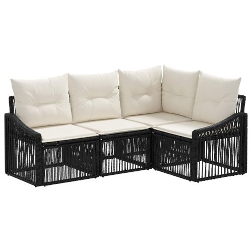 Градински Софа Комплект 4 pcs Черно полиратан