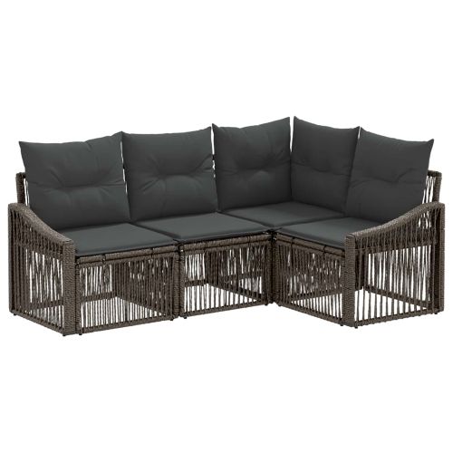 Градински Софа Комплект 4 pcs Сиво полиратан