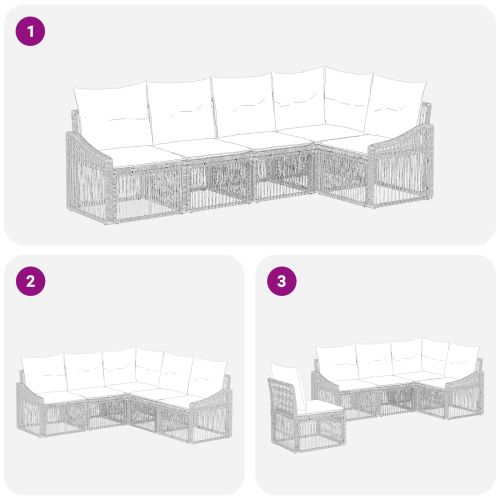 Градински Софа Комплект 5 pcs Сиво полиратан