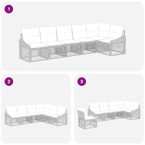 Градински Софа Комплект 6 pcs Черно полиратан
