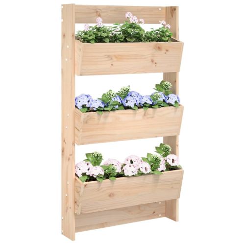 Стенни кашпи 3 нива 60x18,5x110 см бор масивна дървесина