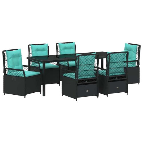 Комплект за хранене в градината 7 pcs Черно полиратан