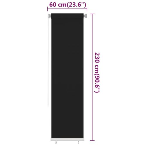 Външна ролетна щора, 65(Ш)x230(В) см, черна, HDPE