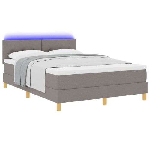 LED кутия за пружини с легло Таупе 140 x 190 cm текстил