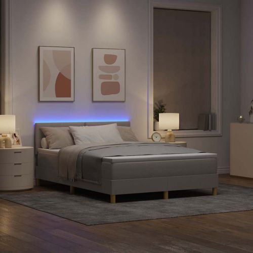 LED кутия за пружини с легло Таупе 140 x 190 cm текстил