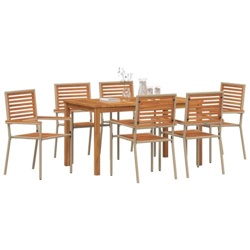 Комплект за хранене в градината 7 pcs Бежово