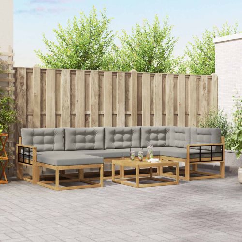 Комплект дивани за открито 7 pcs Бяло и светлосиво