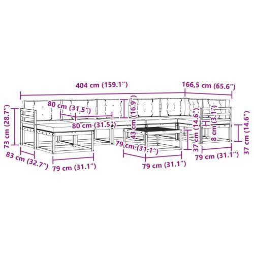 Комплект дивани за открито 8 pcs Бяло и антрацит