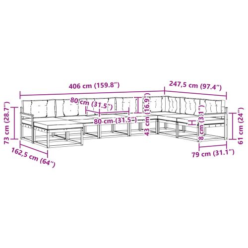 Комплект дивани за открито 8 pcs Бяло и светлосиво