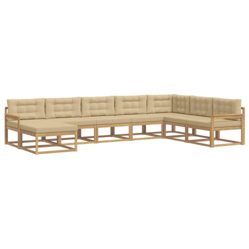 Комплект дивани за открито 8 pcs Бяло и Бежово