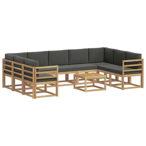 Комплект дивани за открито 10 pcs Бяло и антрацит