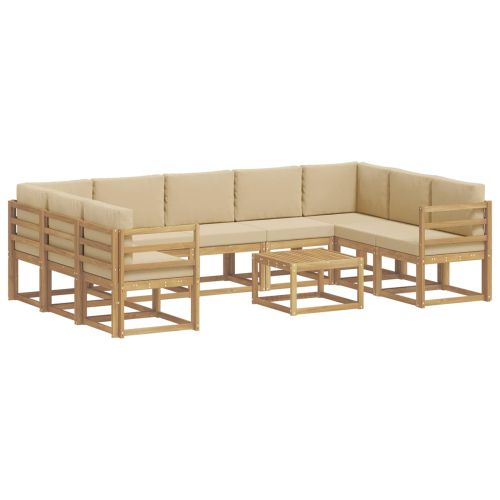 Комплект дивани за открито 10 pcs Бяло и Бежово 59 x 59 x 37 см