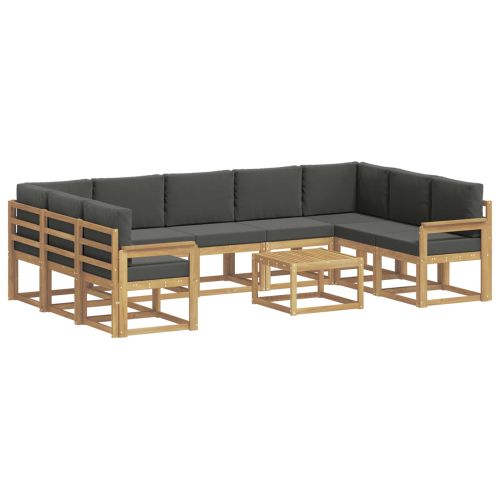 Комплект дивани за открито 10 pcs Бяло и антрацит