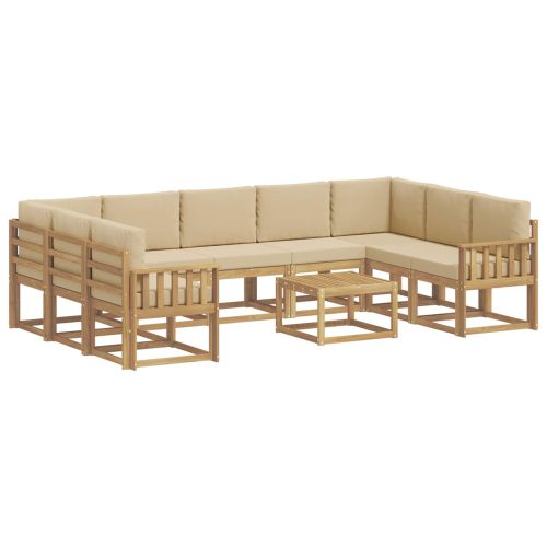 Комплект дивани за открито 10 pcs Бяло и Бежово 59 x 59 x 37 см
