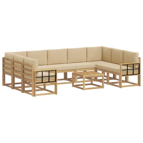 Комплект дивани за открито 10 pcs Бяло и Бежово 59 x 59 x 37 см