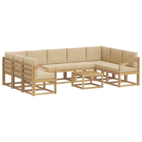 Комплект дивани за открито 10 pcs Бяло и Бежово 59 x 59 x 37 см