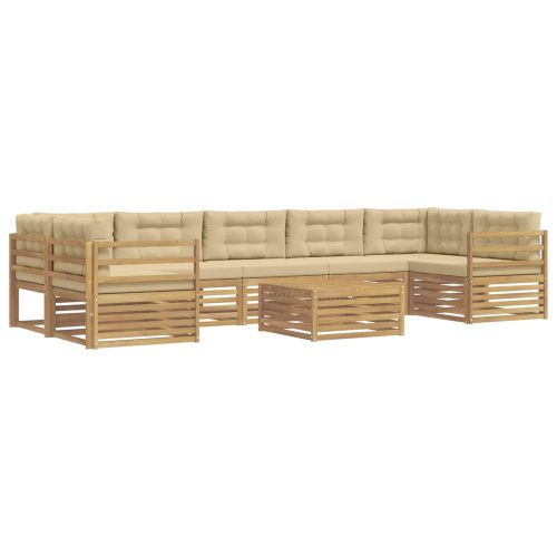 Комплект дивани за открито 8 pcs Бяло и Бежово