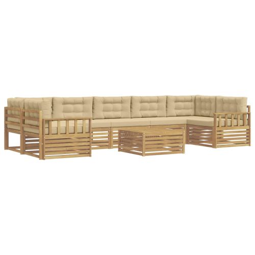 Комплект дивани за открито 8 pcs Бяло и Бежово