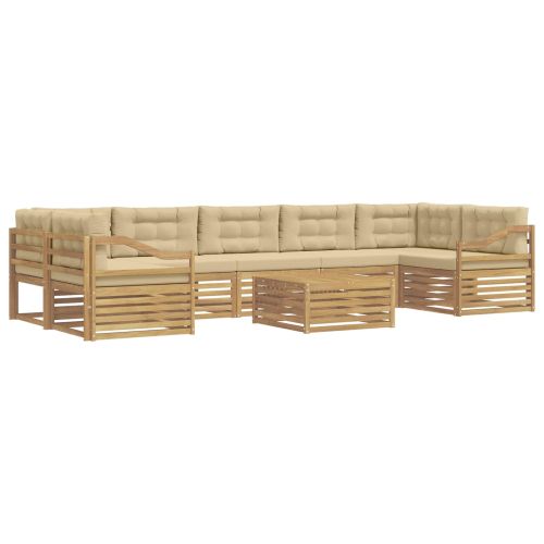 Комплект дивани за открито 8 pcs Бяло и Бежово