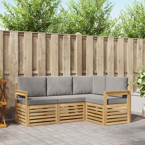 Комплект дивани за открито 4 pcs Бяло и светлосиво