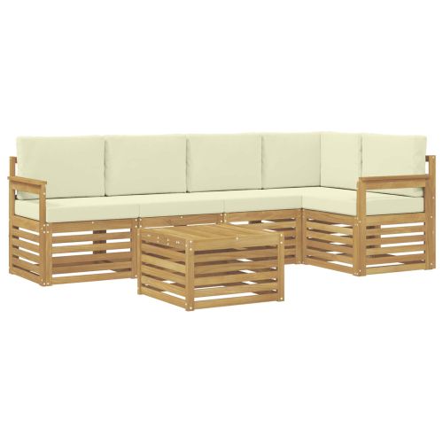 Комплект дивани за открито 6 pcs Бяло и кремаво 59 x 59 x 37 см