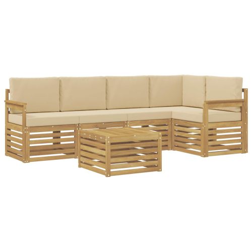 Комплект дивани за открито 6 pcs Бяло и Бежово 59 x 59 x 37 см