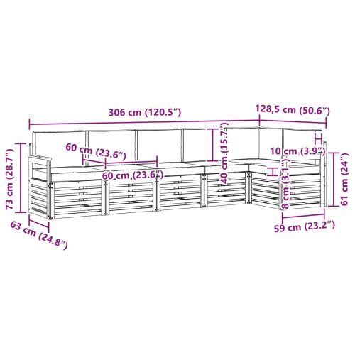 Комплект дивани за открито 6 pcs Бяло и светлосиво