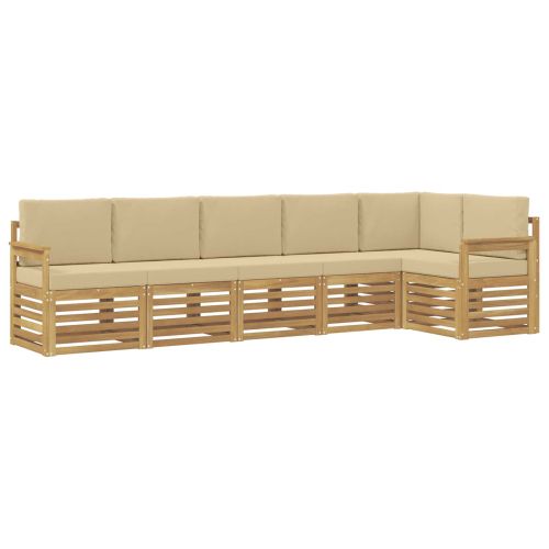 Комплект дивани за открито 6 pcs Бяло и Бежово