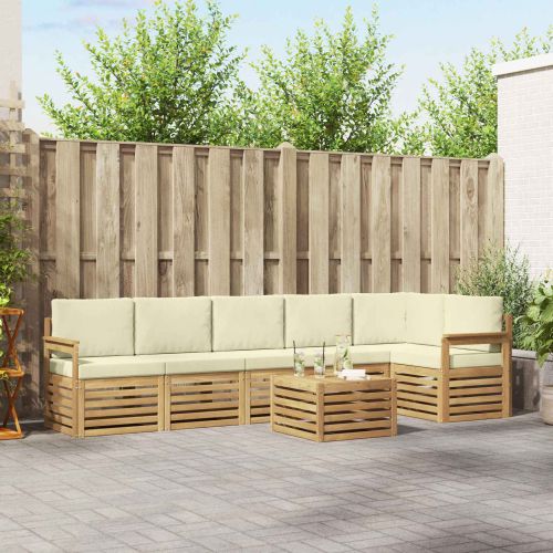 Комплект дивани за открито 7 pcs Бяло и кремаво 59 x 59 x 37 см