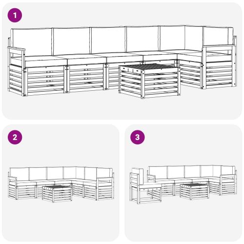 Комплект дивани за открито 7 pcs Бяло и кремаво 59 x 59 x 37 см