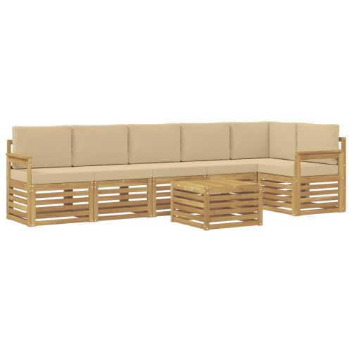 Комплект дивани за открито 7 pcs Бяло и Бежово 59 x 59 x 37 см