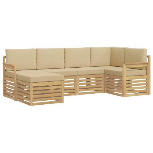 Комплект дивани за открито 6 pcs Бяло и Бежово