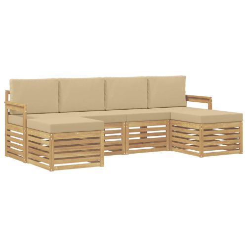Комплект дивани за открито 5 pcs Бял и Бежов