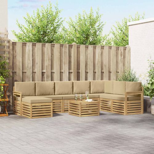 Комплект дивани за открито 7 pcs Бял и Бежов 59 x 59 x 37 см